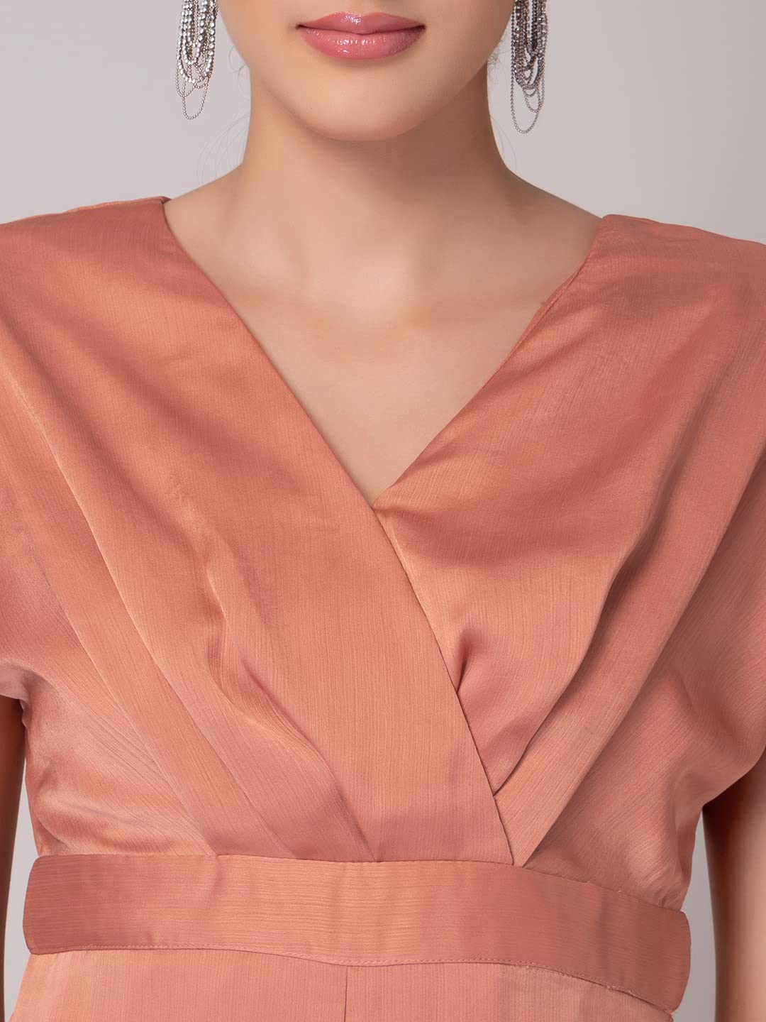 Faballey Indya Dusty Pink Drop Sleeve Wrap Jumpsuit