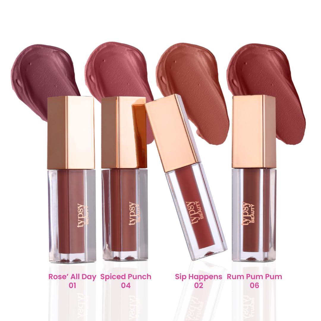 Typsy Beauty Liquid Lipstick Set of 3 | 12 Hr Stay Creamy Matte Formula | On and Off's Best shades | Smudge & Transfer Proof | Vegan | 4 shades | 4 ML