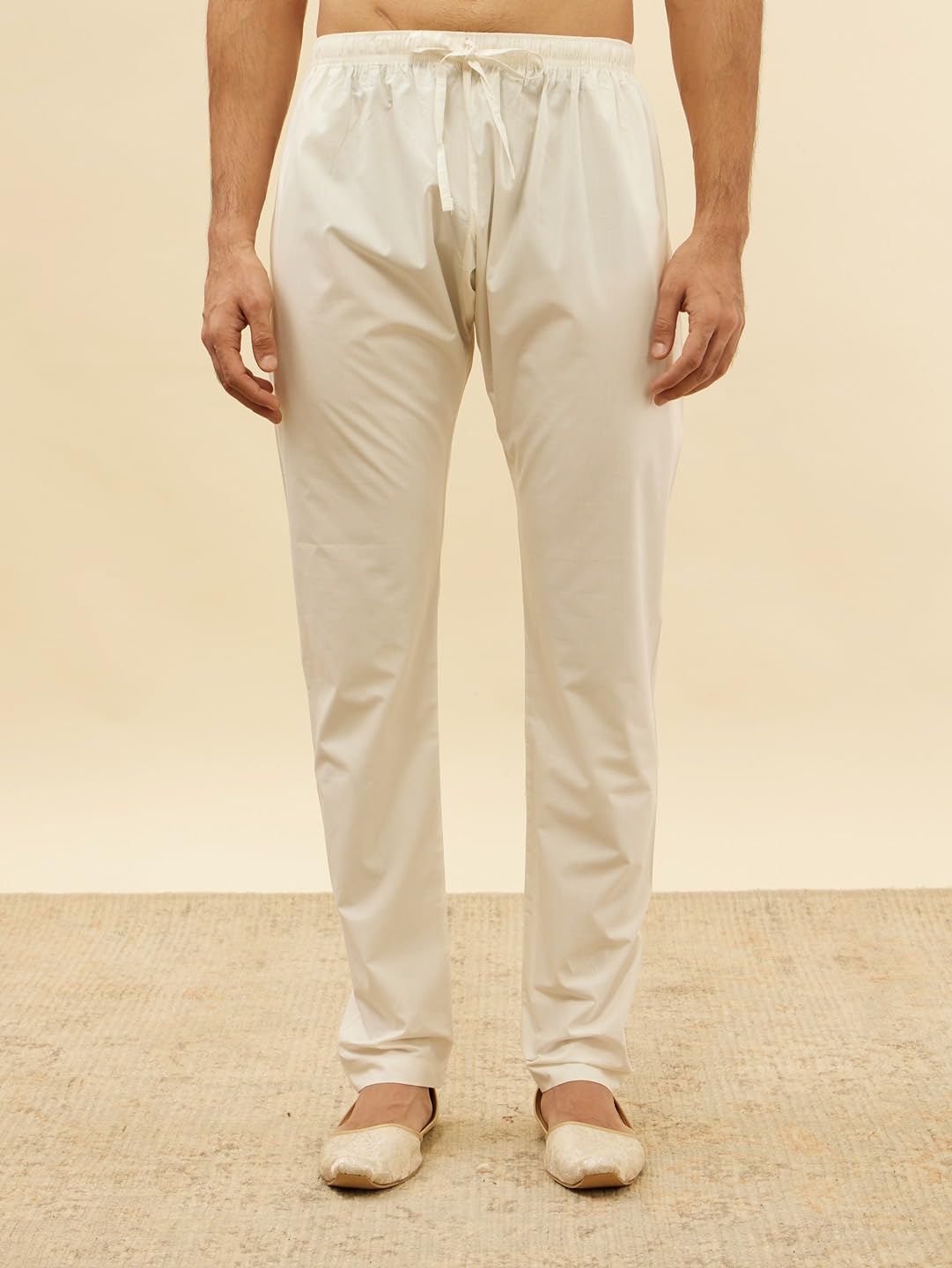 Manyavar Men's Blue Blended Cotton Self Design Kurta Pyjama Set