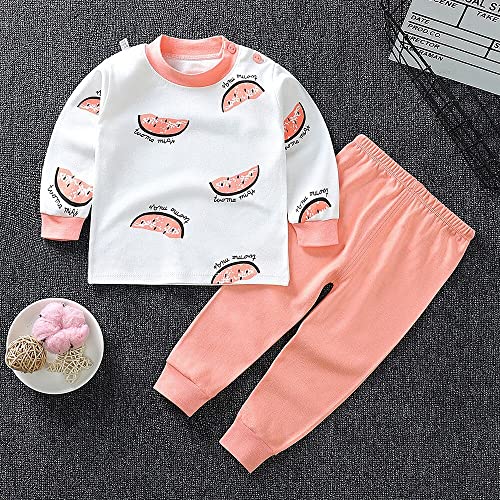Bold N Elegant Full Sleeve Fruity Print Kid's Cotton T-Shirt and Pajama Coord Sleepwear Clothing Set for Baby Boys and Girls (6-12 Months, Peach)