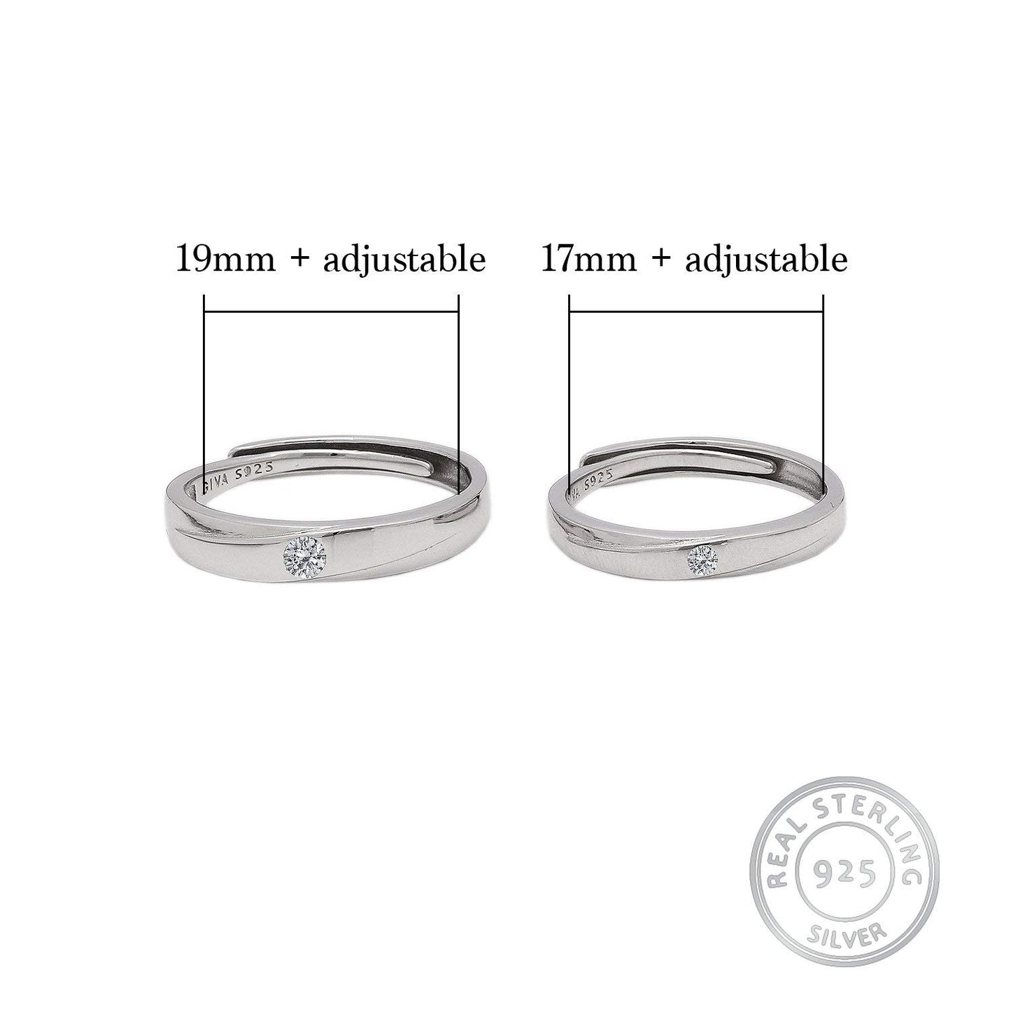 GIVA 925 Silver Forever Couple Bands, Adjustable | Promise Rings for Men and Women | With Certificate of Authenticity and 925 Stamp | 6 Month Warranty*