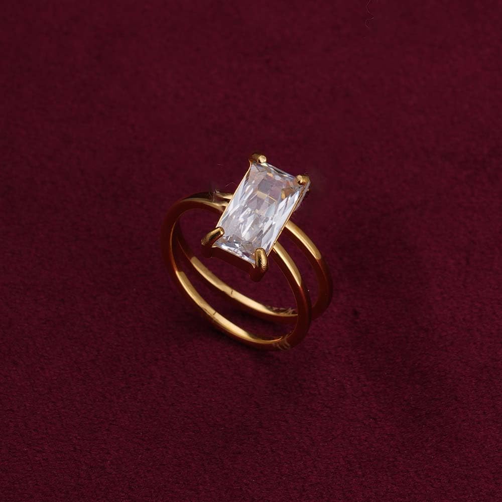 PALMONAS Stacked Zirconia Gold Ring for Womens - Waterproof & Anti-Tarnish (Size-7)