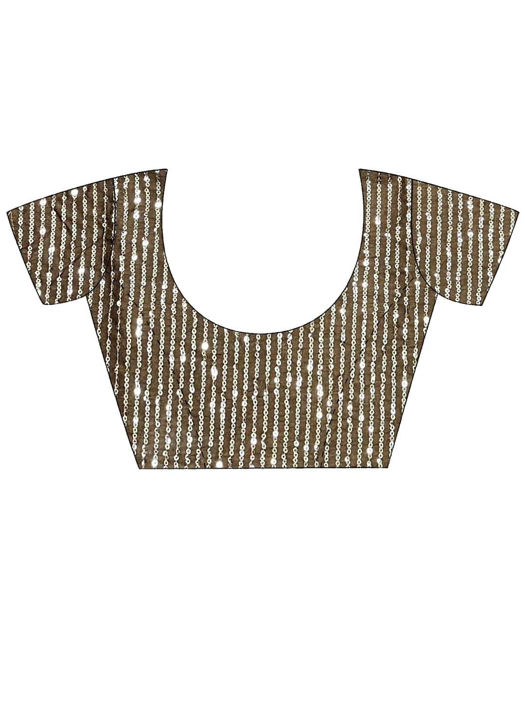 AKHILAM Women's Brown Georgette Sequins Embellished Saree with Unstitched Blouse Piece (KESARI7203_KR)