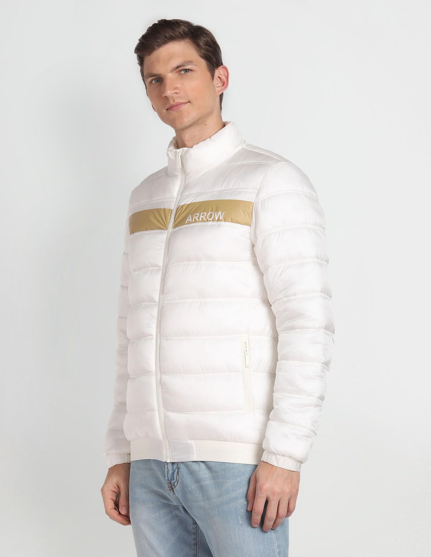 Arrow Men's Puffer Jacket (ASAGJK4749_Off White