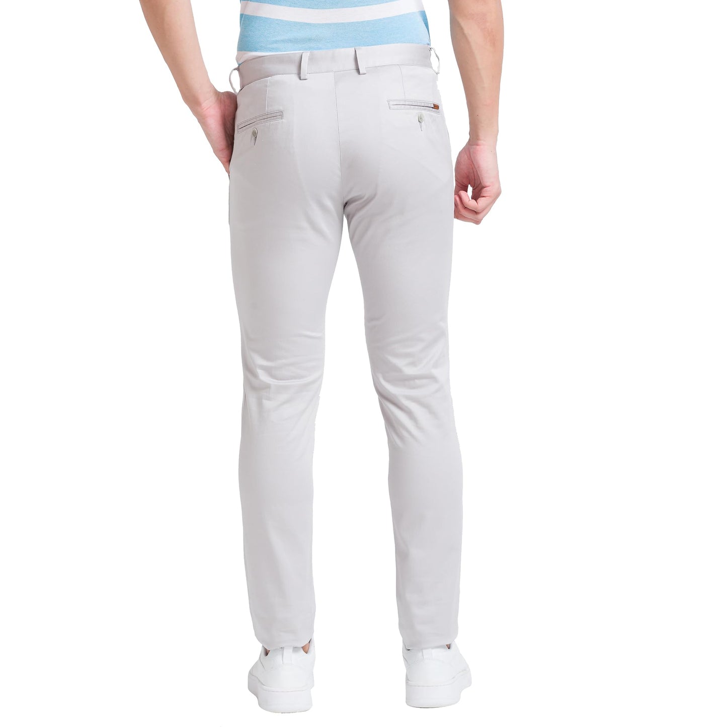 Park Avenue Solid Cotton Blend Slim Fit Men's Casual Trousers (Grey, Size_38)