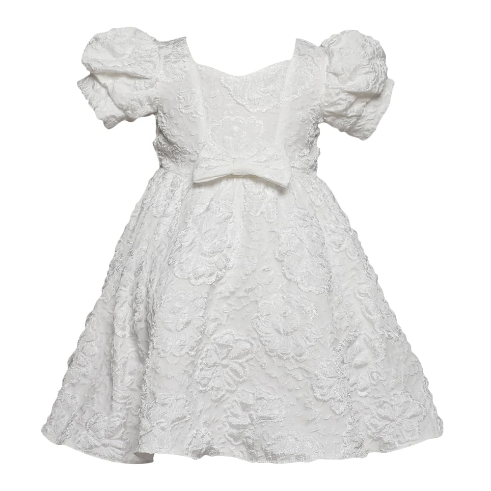 Hopscotch Baby Girls Polyester and Viscose Floral Print Party Dress in White Color for Ages 12-24 Months (ZHG-4375543)