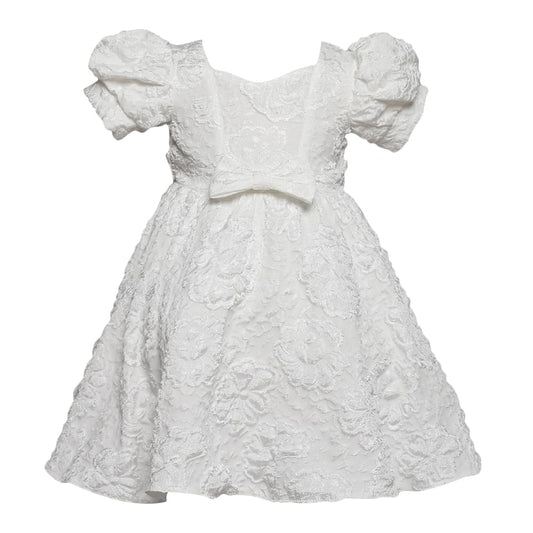 Hopscotch Baby Girls Polyester and Viscose Floral Print Party Dress in White Color for Ages 12-24 Months (ZHG-4375543)