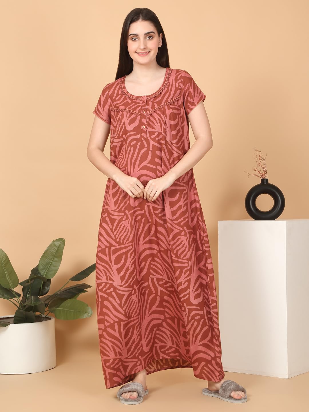 Sweet Dreams Women Printed Full Length Night Dress