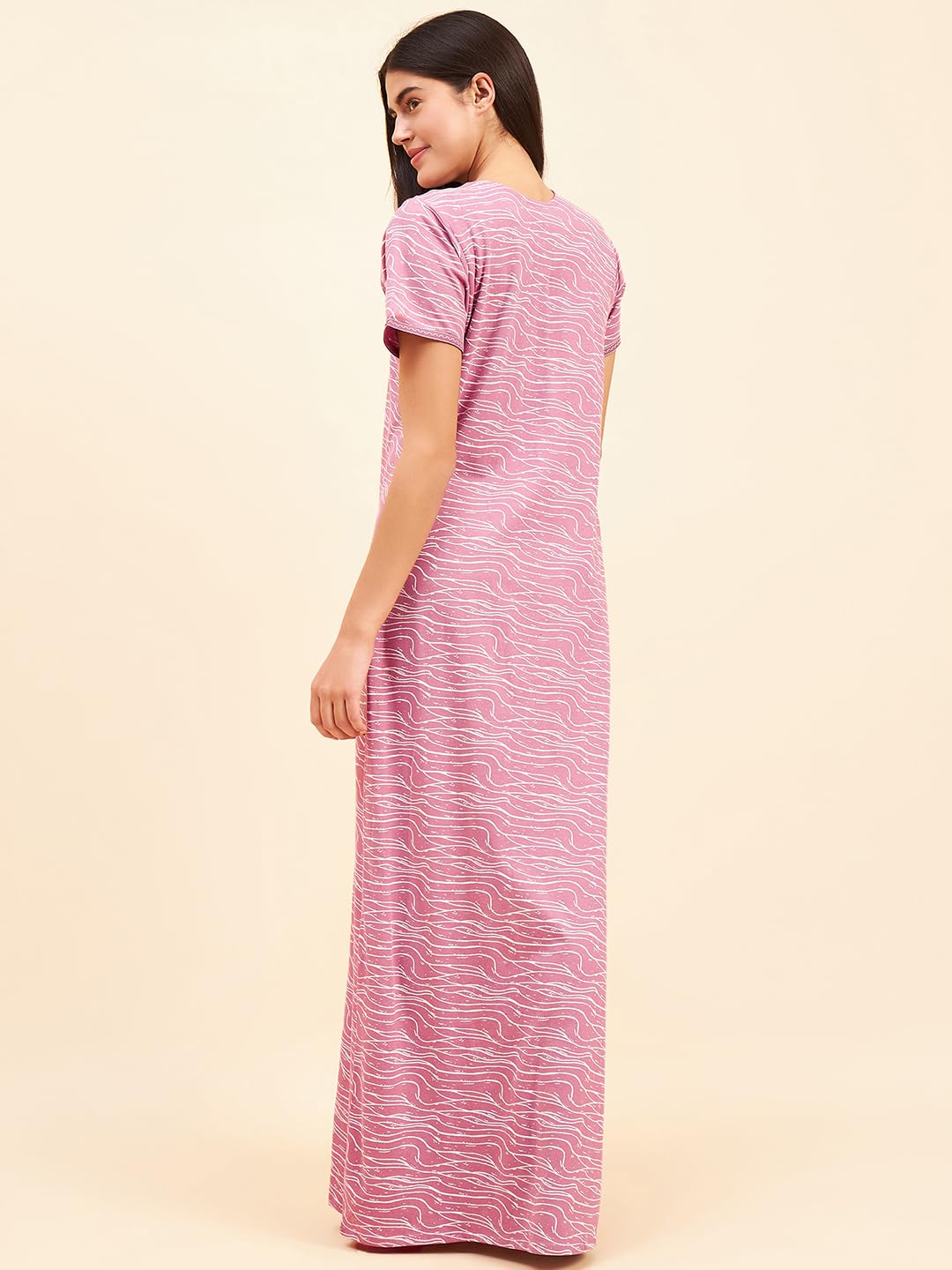 Sweet Dreams Women's Cotton Maxi Casual Nightgown (OCW-3461 Rose XL)