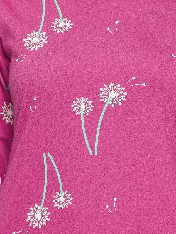 Clovia Women's Cotton Pretty Florals Short Night Dress (NS1489A15_Purple_1_M)