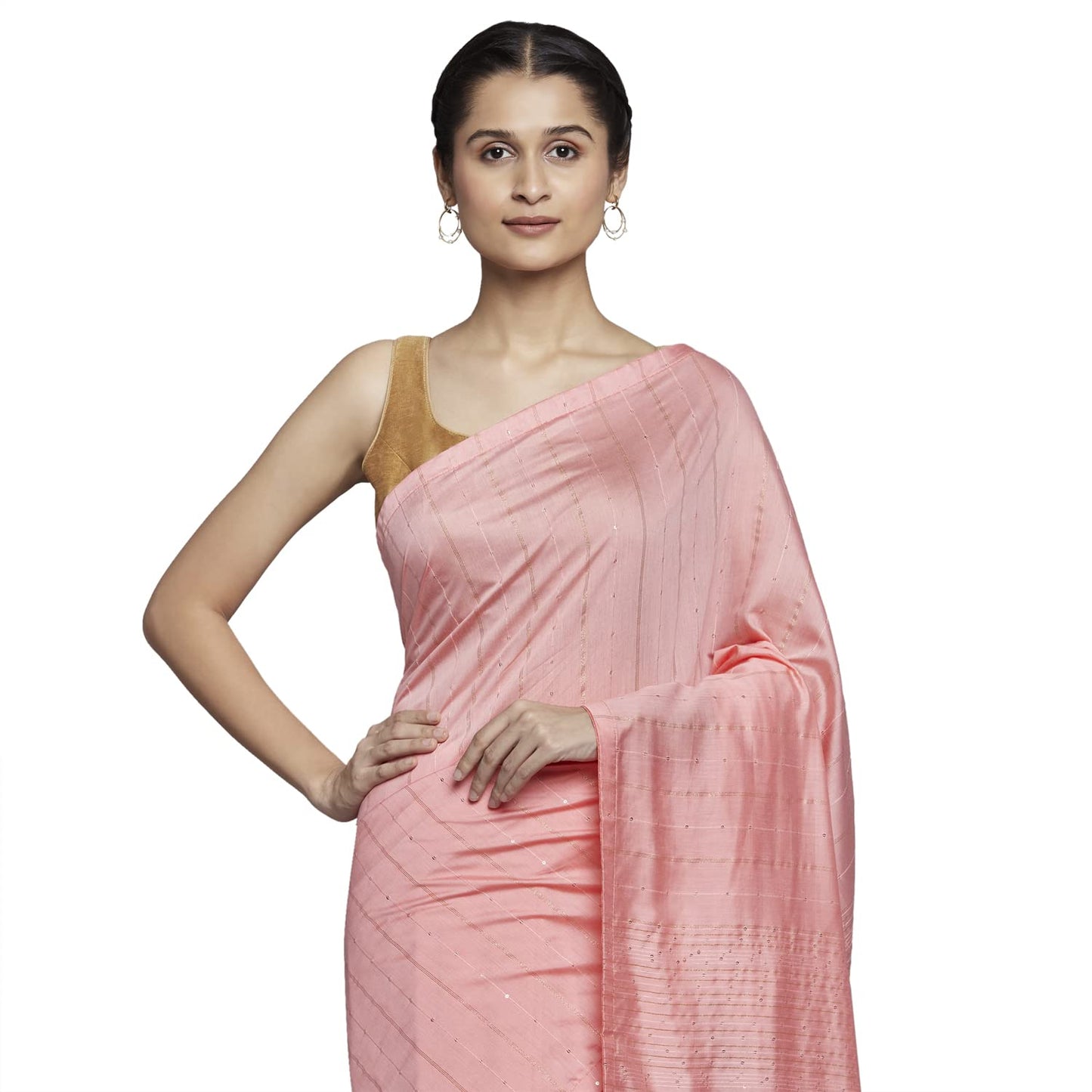 navyasa Carrot Liva Lite Pastel Embroidered Saree