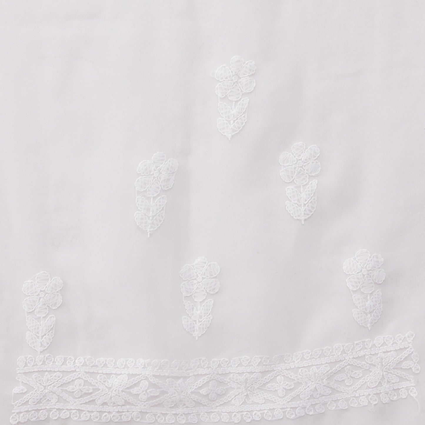 Ada Women's Handmade Lucknow Chikankari White Georgette Saree with Unstitched Blouse A129574