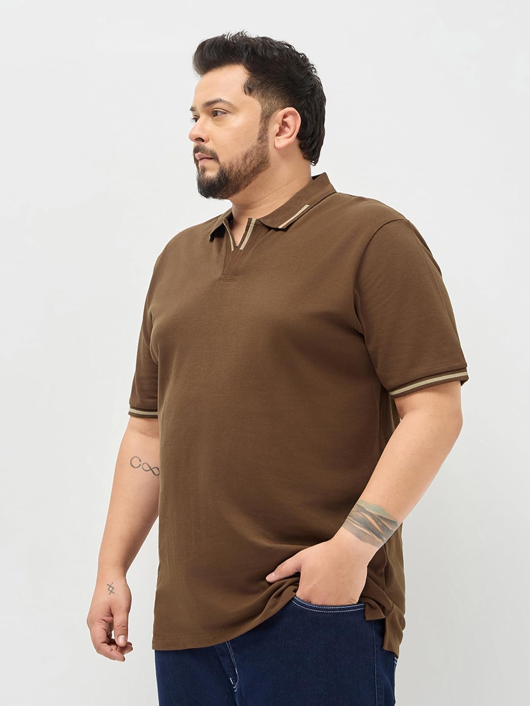 Urbano Plus Men's Dark Brown Solid Regular Fit Half Sleeve Cotton Polo T-Shirt (pluspolosolcntipp-03-dbrown-4xl)