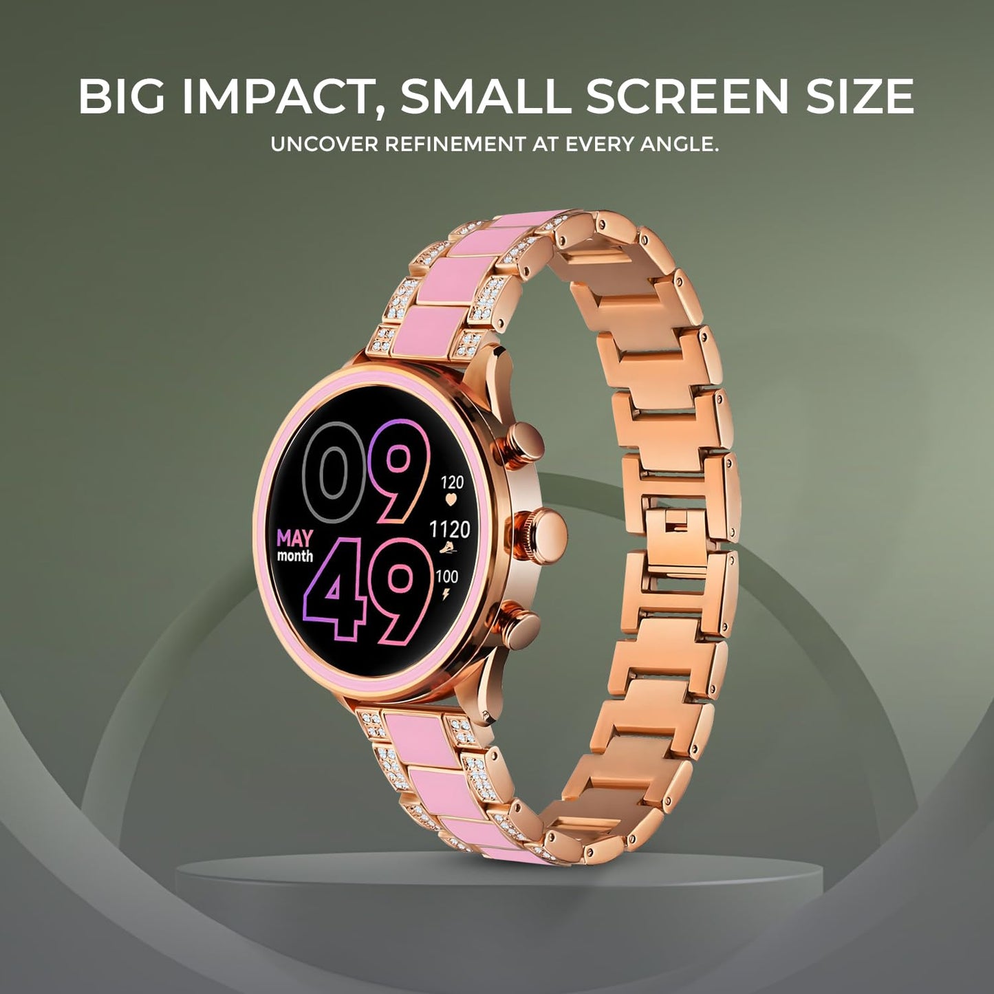 GameSir PF-11 Newly Launched Smartwatch with Metal Strap Health Monitoring, Activity Tracker, HD Display, Bluetooth Callling Watch, Luxury & Round Dial Smart Watch for Women & Girls-Rose Gold