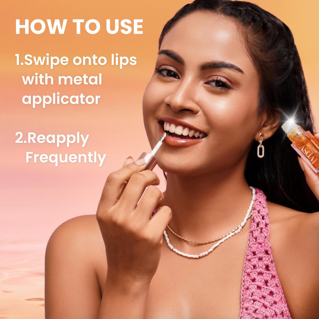 Typsy Beauty Hi Honey! SPF 25 Lip Oil| 7ml|Gloss like shine Enriched with Mirsalehi Honey & Vitamin E,PA+++ High UVA Protection |Zero Taste| Protects chapped lips with Metal Cooling Applicator