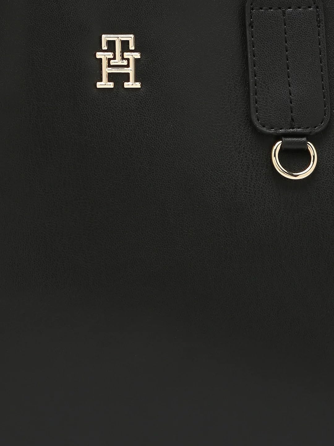 Tommy Hilfiger Solid Black Pu Handbags