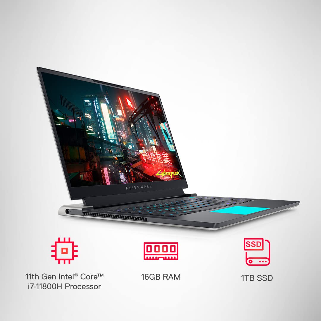 Dell Alienware x15 R1 Gaming Laptop, Intel Core i7-11800H Processor/ 16GB/ 1TB SSD/Win 11 + MSO'21/ NVIDIA RTX 3060 6GB/ 15.6" (39.62cm) FHD 300 nits 360Hz + Alien FX/Lunar Light/ 2.27kg