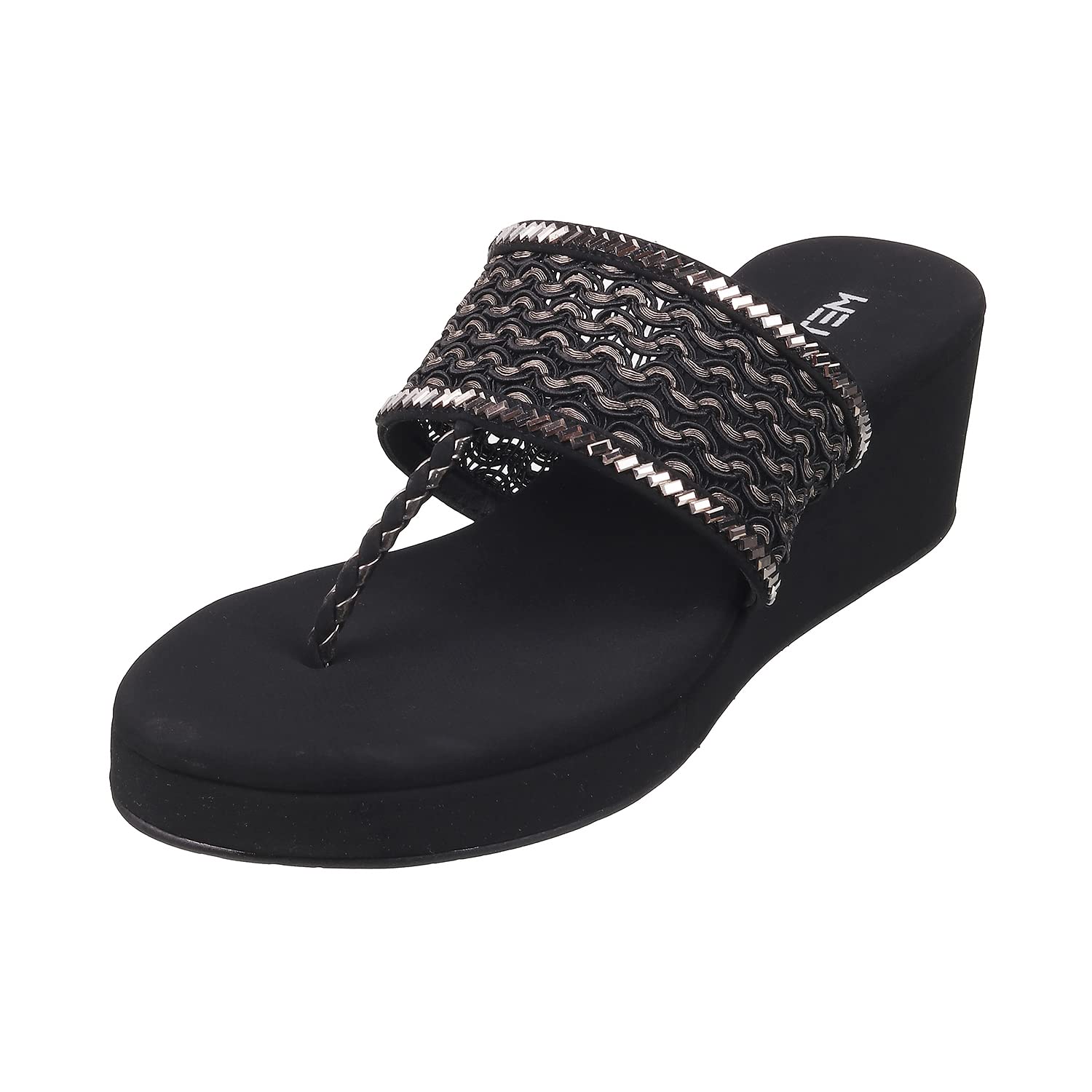 Metro Womens Synthetic Black Slip Ons - SaumyasStore