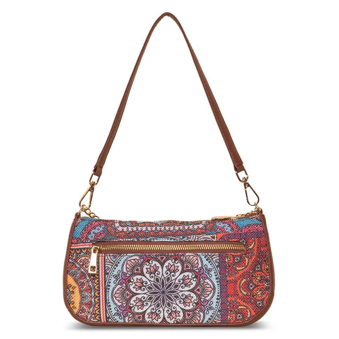 ZOUK Baguette Bag | Crossbody Bags for Women | Women's Handbags | Stylish Sling Bag for Woman | Vegan Leather Evening Bag | Travel & Office Use | Purse and Wallet | Multicolor Mandala Print