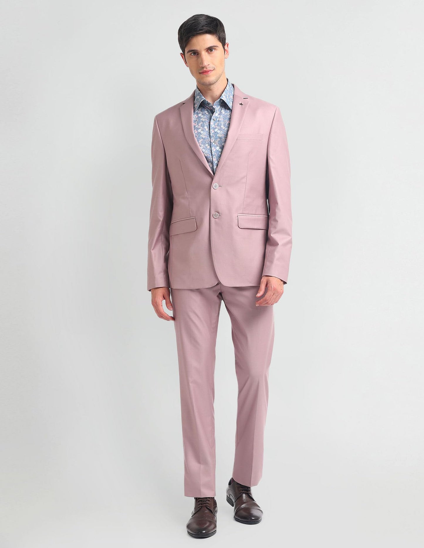 Arrow Men's Polyester Blend Single Breasted Business Suit Pants Set (ARAHSU5563_Pink