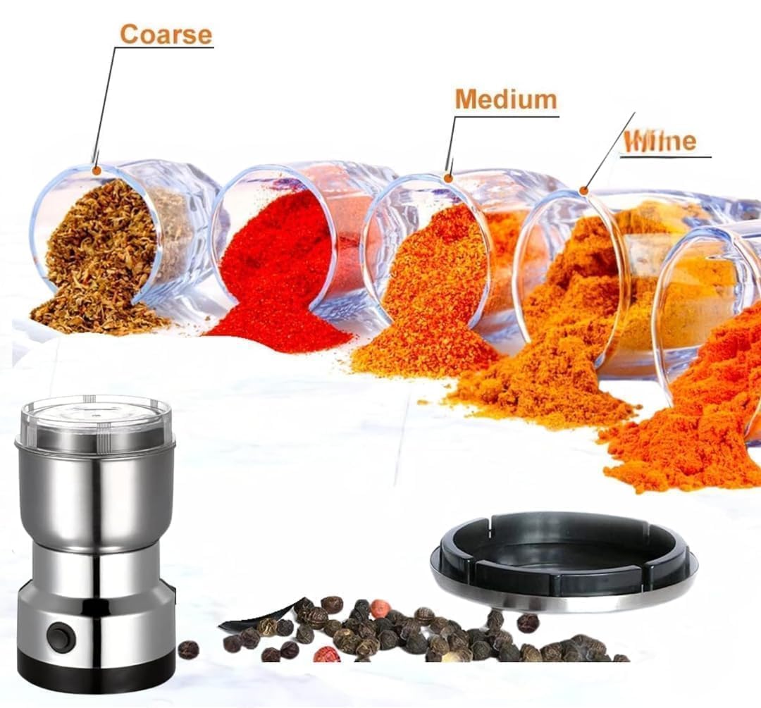 larrito Stainless Steel Nima Multifunctional Grinder Smash Machine Coffee Beans Electric Grinder and Coffee Maker Household Electric Mixer Grinder (Stainless Steel)