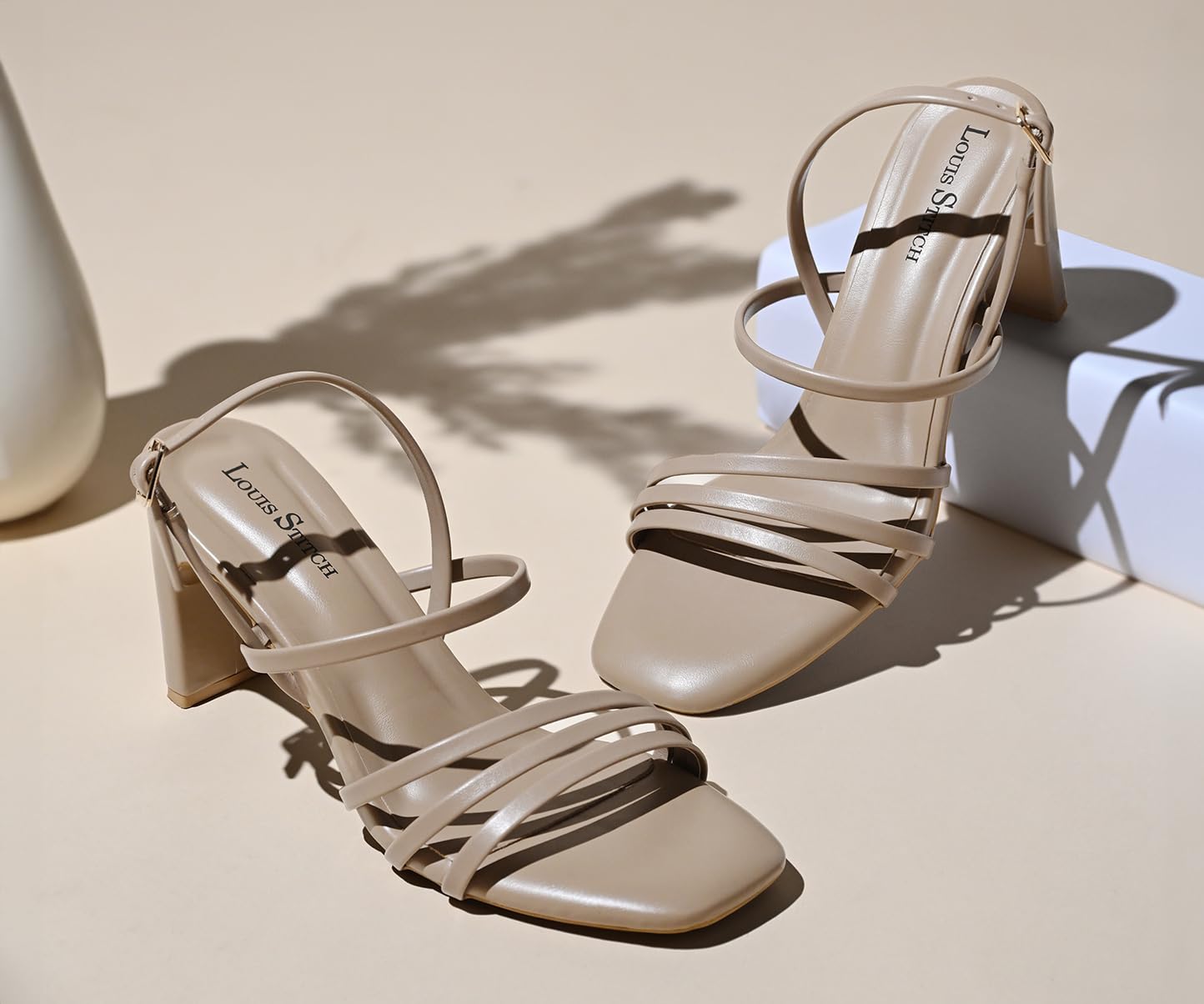 LOUIS STITCH Women’s Beige Block Heel Sandals | Comfortable Sandal for Ladies | LSOF-LDBH-ACBG |