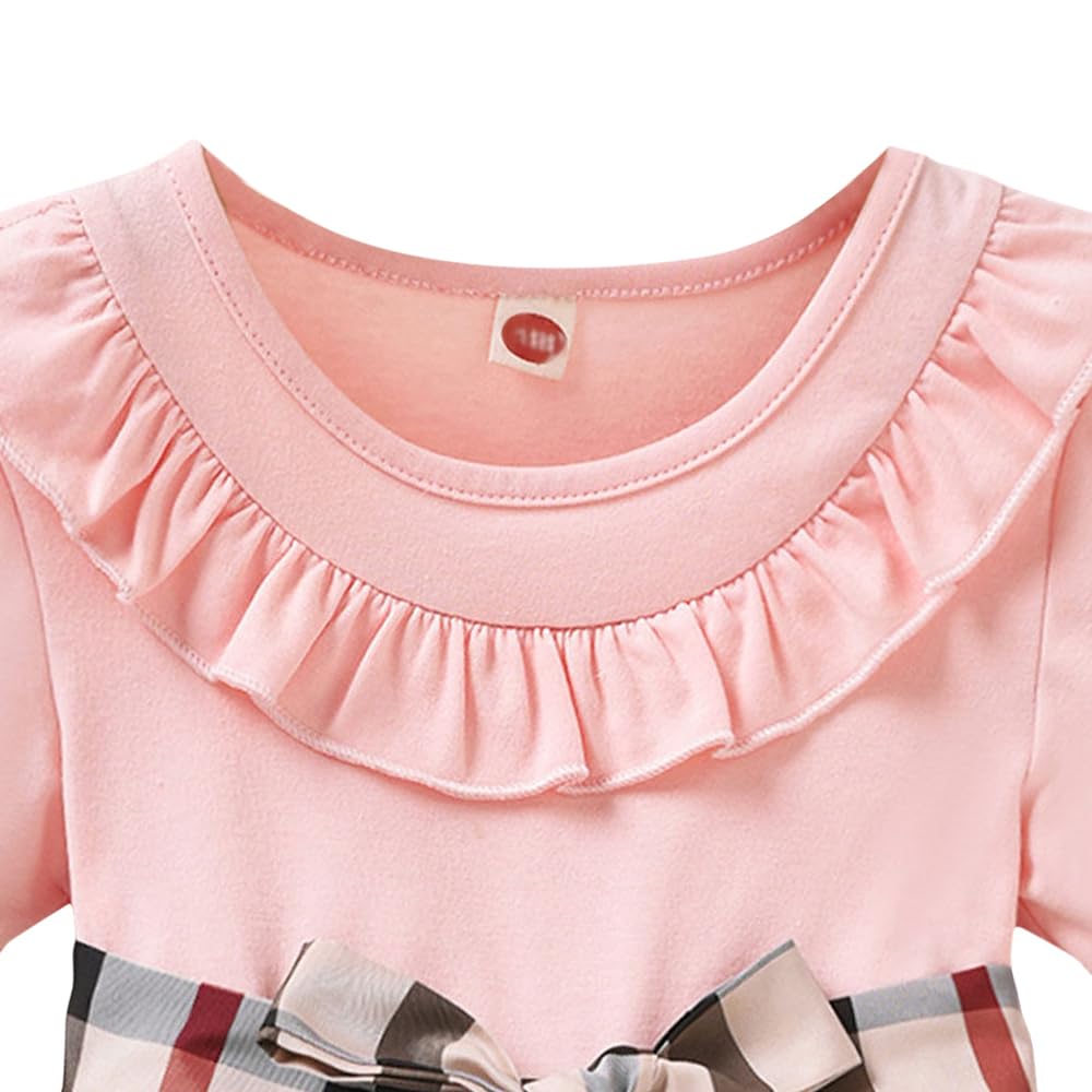 Hopscotch Girls Cotton And Polyester Checkered Casual Dress in Pink Color For Ages 3-4 Years (GOE-4079314)
