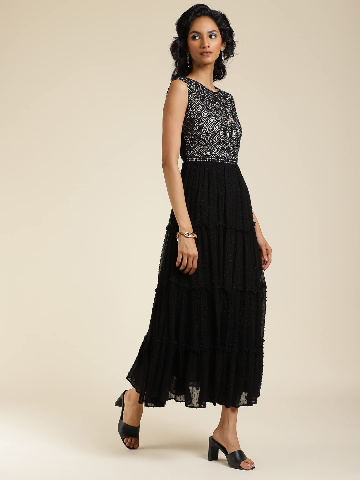 Label RITU KUMAR Women's Maxi Dress LDRVGT01N29386796-BLACK-M