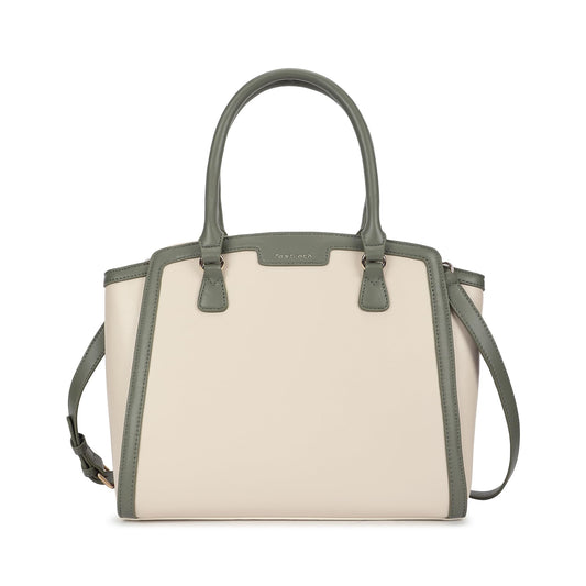 Fastrack White Core Satchel | Women’s Faux-Leather Handbag in Black | 2 Compartments, Zipper Pockets, External Pocket & Detachable Strap | Gold Hardware