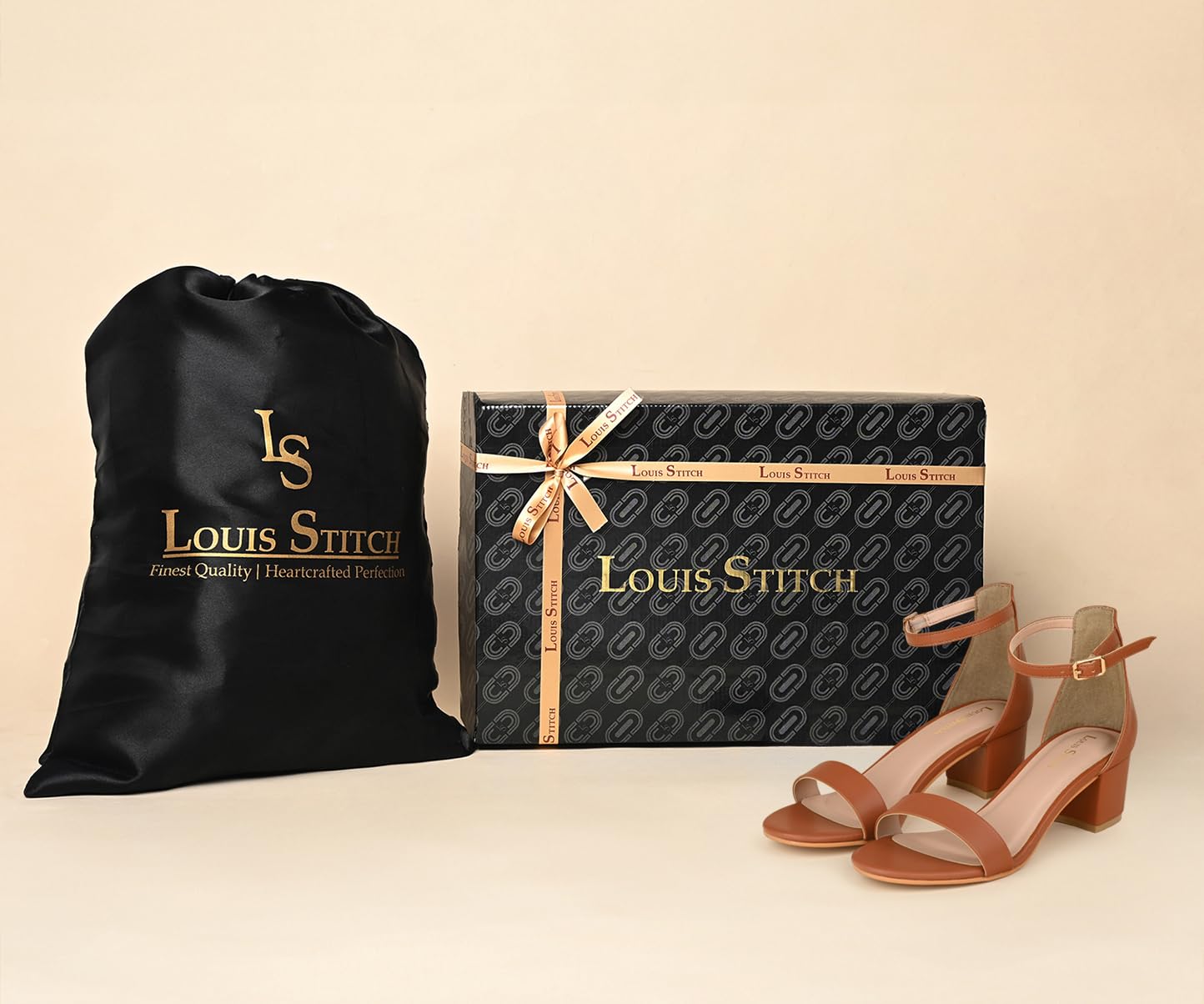 LOUIS STITCH Women’s Tan Block Heel Sandals | Comfortable Sandal for Ladies | LSOF-FI01-ACTN