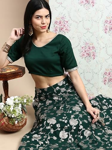 De Moza Women Skirt Woven Bottom Embroidery Polyester Deep Green