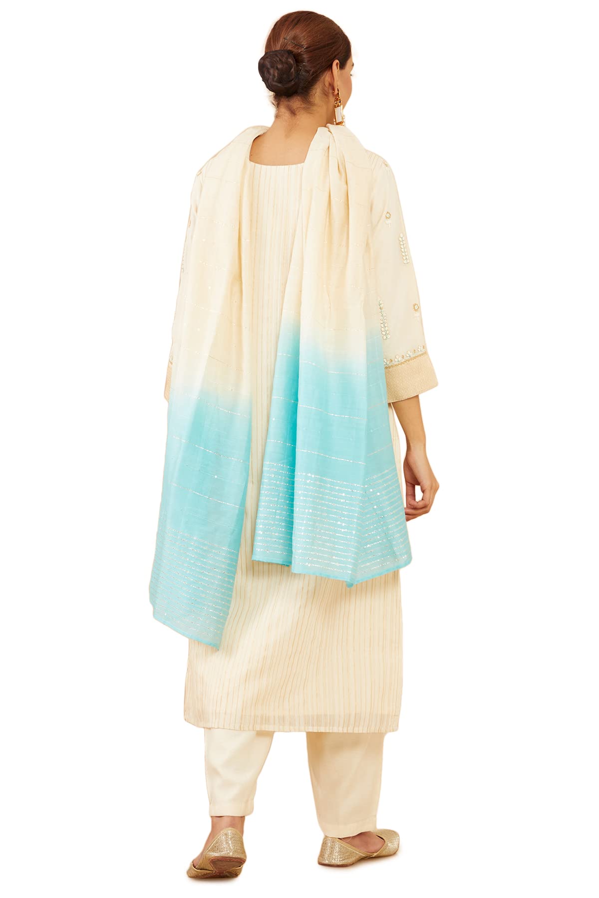 Soch Women Beige Silk Blend Suit Set