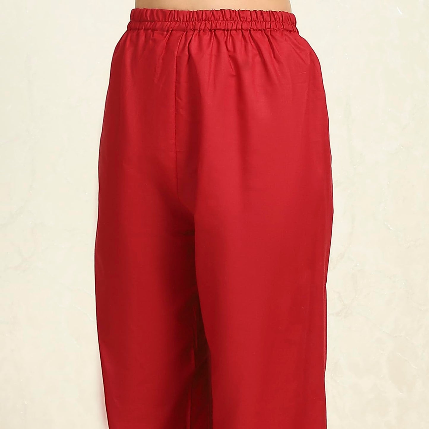 Biba Women Green-Maroon Cotton Unstitched Suit Set_Free Size