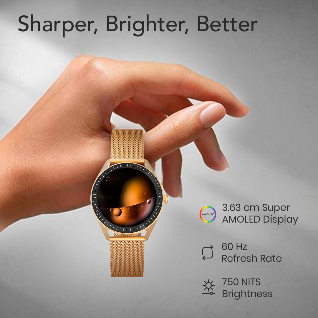 Titan Crest 2.0 Smart Watch for Man & Women, 1.43" AMOLED Display, Silicone Strap, BT Calling, Tailored Activity Tracker, 100+ Sports Modes, Fast Charging, Smart Watches for Women Latest & Men (Blue)