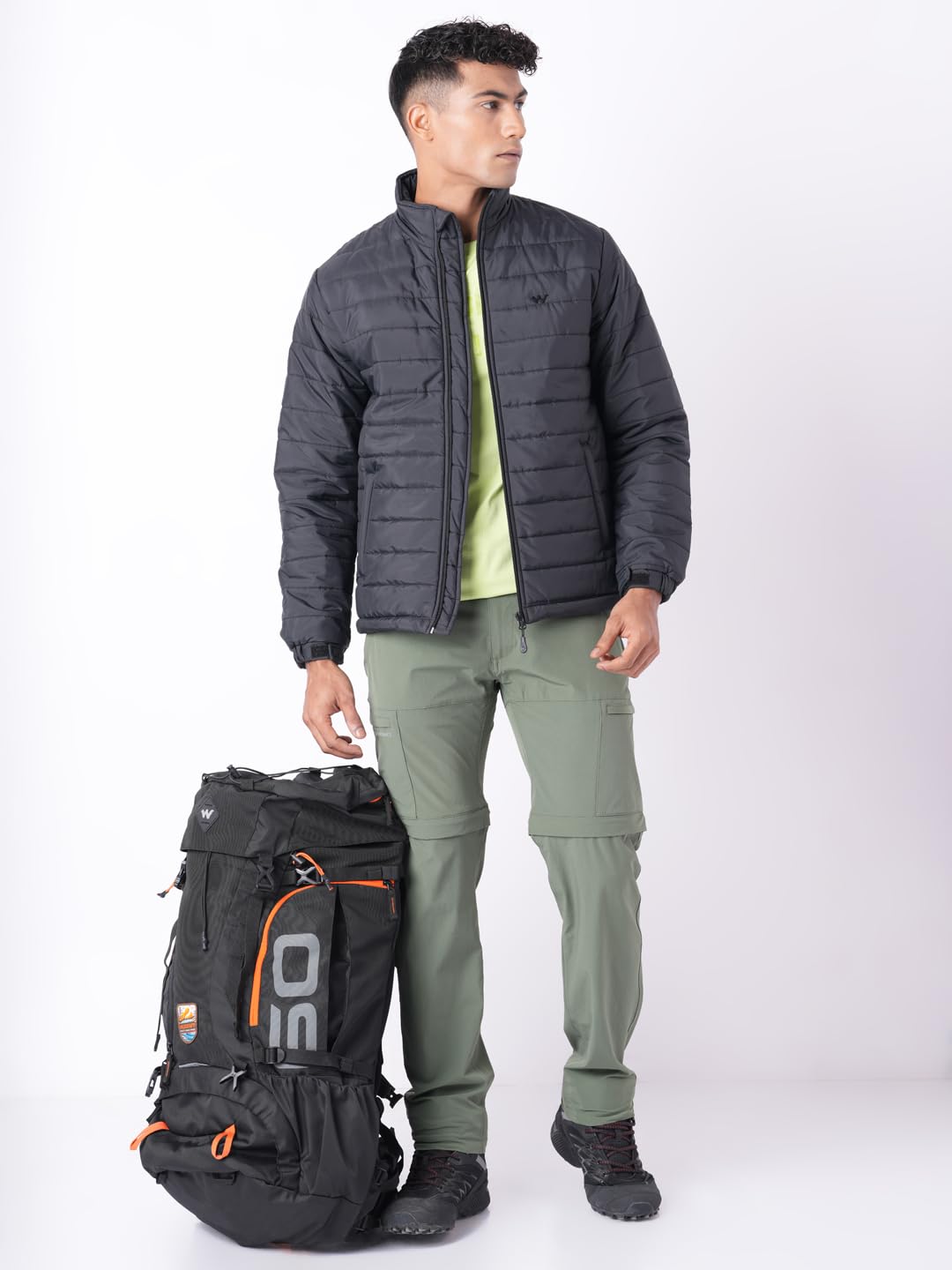 Wildcraft Men Alpine Solid Nylon Blend Collored Casual Quilted Husky Jacket, Full Sleeve - Regular fit, Black, XXL