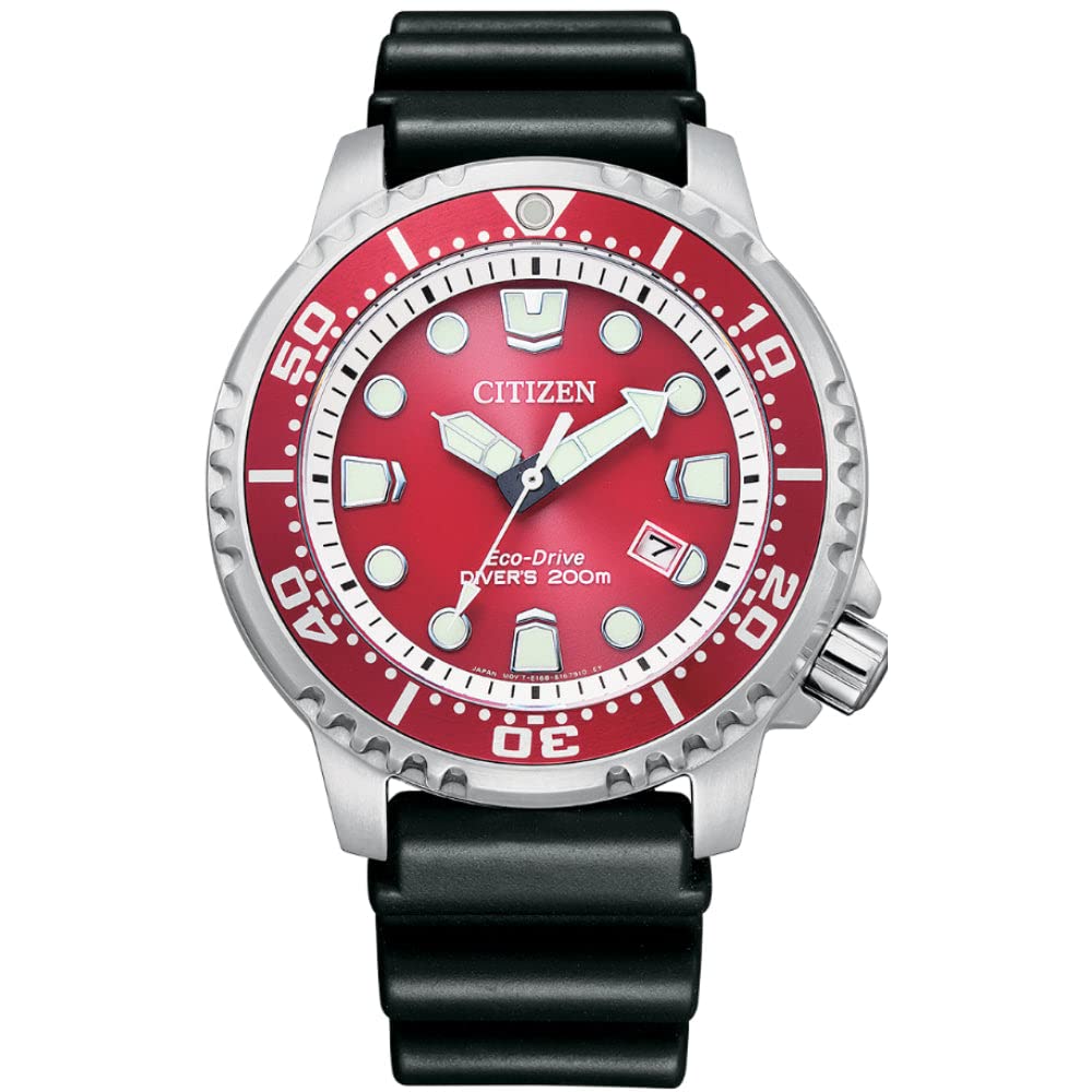 Citizen Eco-Drive Analog Men's Green Dial - Rubber Band Watch Powered by Light Promaster-Bn0159-15X