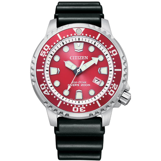 Citizen Eco-Drive Analog Men's Green Dial - Rubber Band Watch Powered by Light Promaster-Bn0159-15X