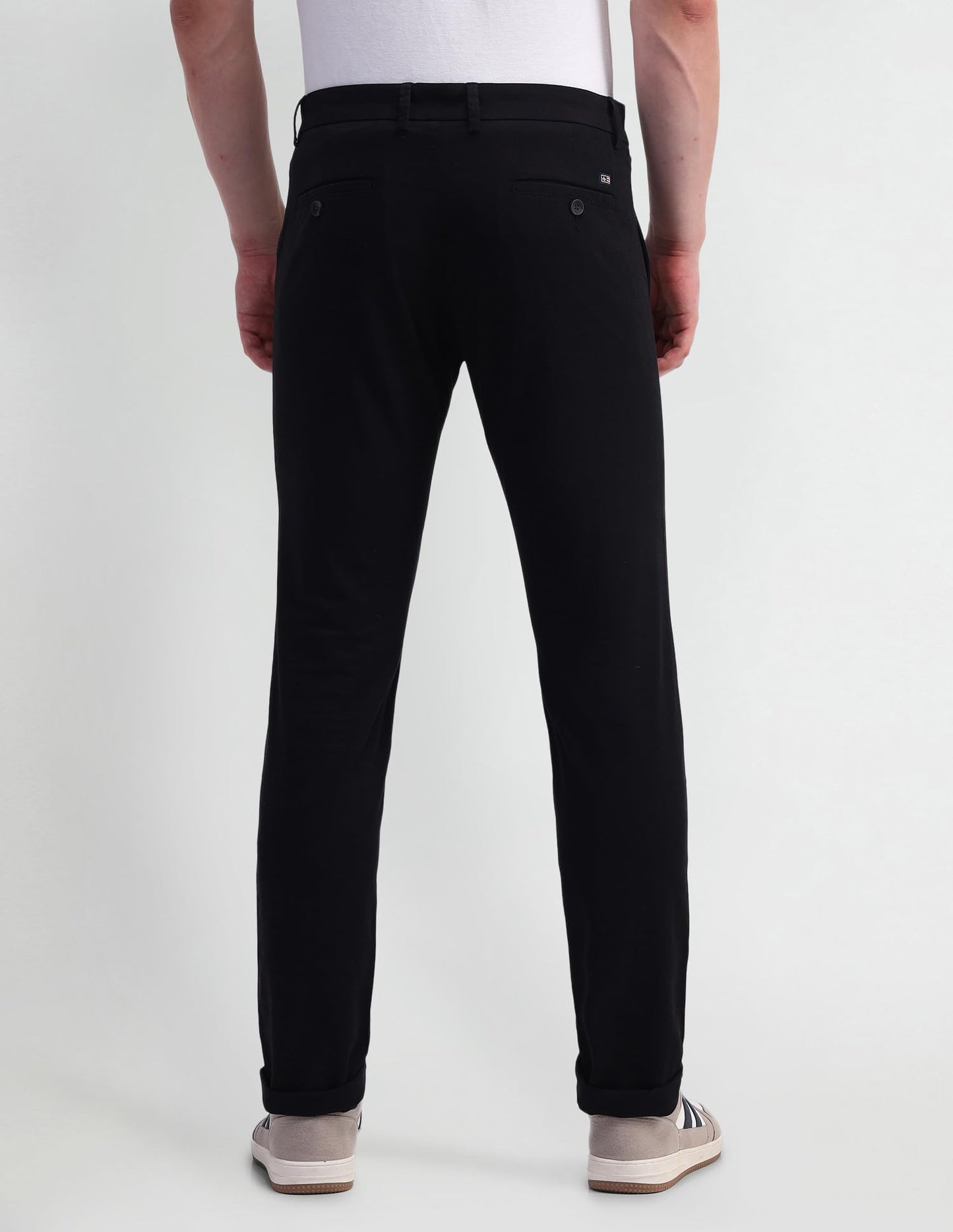 Arrow Men's Mid Rise Solid Slim Fit Acrylic Casual Trouser (ASCBTRO0002_Black_34)