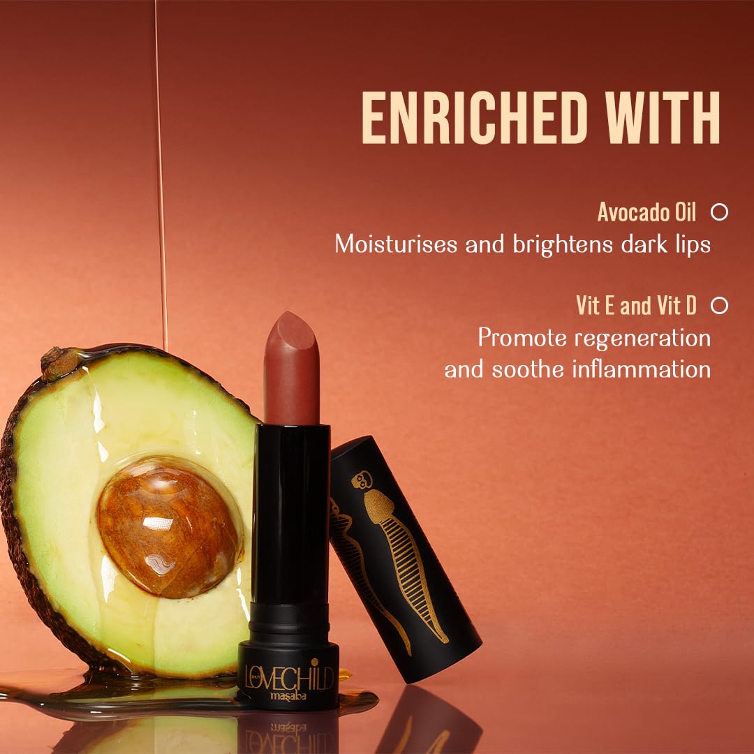 LoveChild Masaba Ultra Matte Reddish Brown Lipstick, Long Lasting Upto 6Hrs, Transfer-Proof, Hydrating & Nourishing Nude Bullet Lipsticks For Women, Sepia Spice, 4.5g
