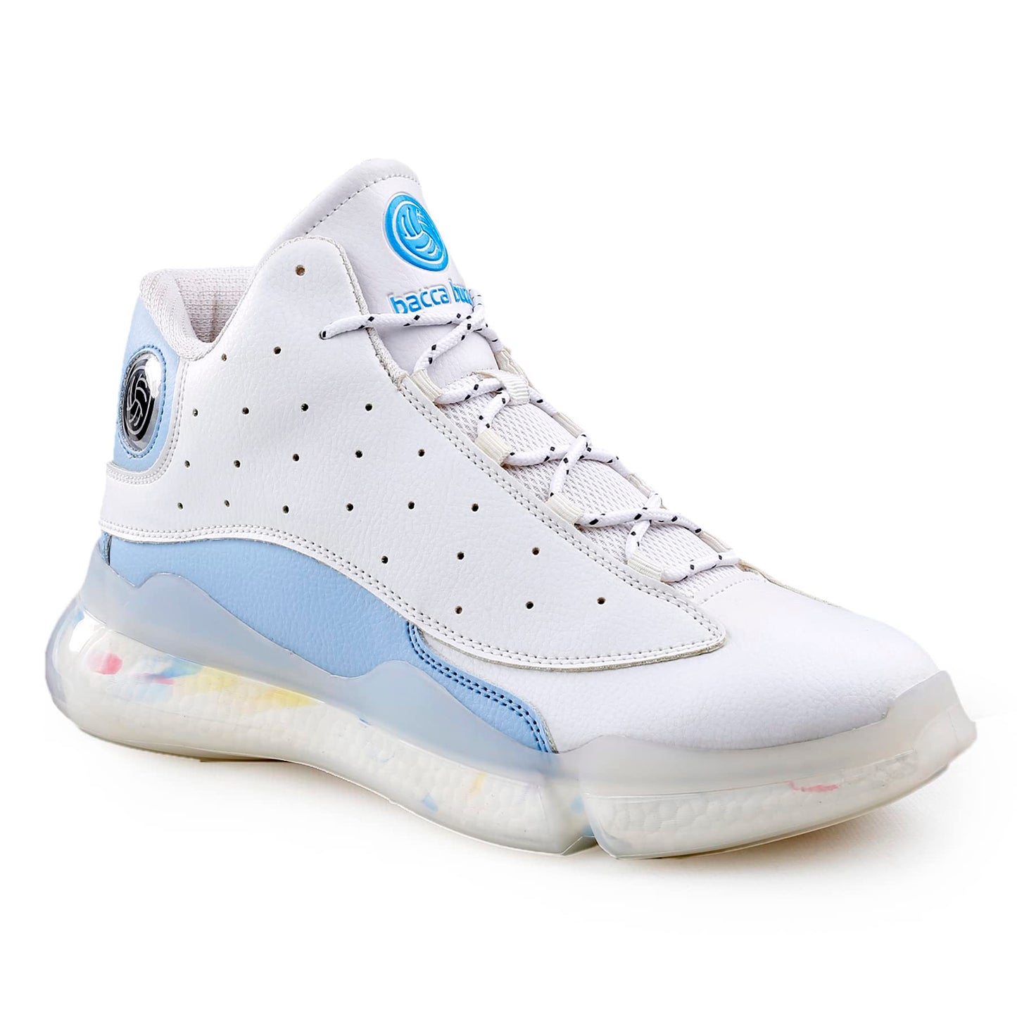 Bacca Bucci Mens Titan Mid Top Streetwear Sneakers With Pu Moulded Mid-Sole For Extra Traction & Comfort- White, Size Uk6