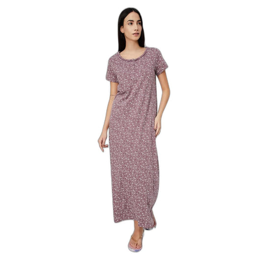 Max Women's Cotton Casual Nightgown (GIONKG06_Mauve_L)