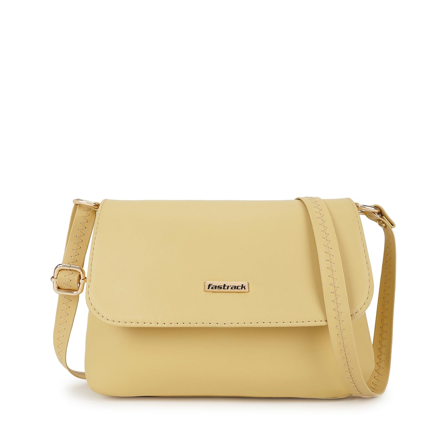 Fastrack Solid Structured Sling Bag for Women, Girls and Ladies | with Non-Detachable Sling Strap & Button Closure | Ladies Purse Handbag | Slings for Casual Carry