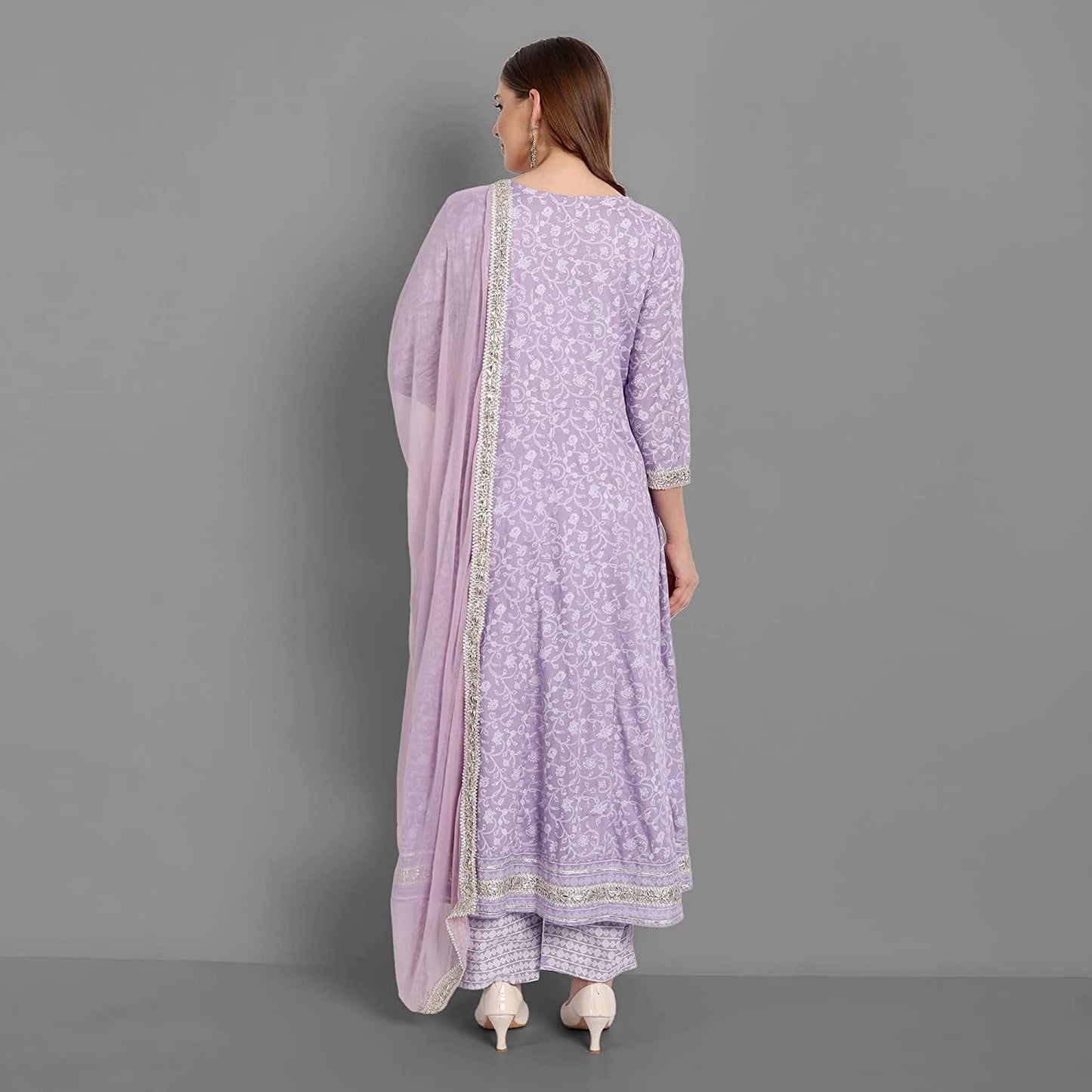 Rangnavi Women Rayon Anarkali Embroidered Printed Salwar Suit Set