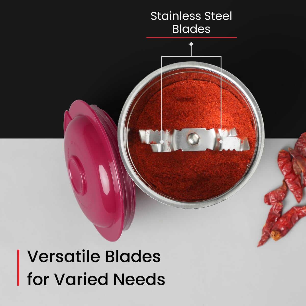 Prestige Orion 500 Watts Mixer Grinder with 3 Stainless Steel Jars |3 Super Efficient Stainless Blades |Sturdy Handles|Red & White