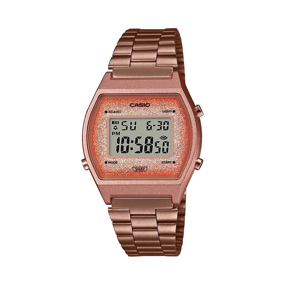 Casio Vintage B640WCG-5DF Digital Rose Gold Dial Unisex Watch Rose Gold Stainless Steel Strap (D187)