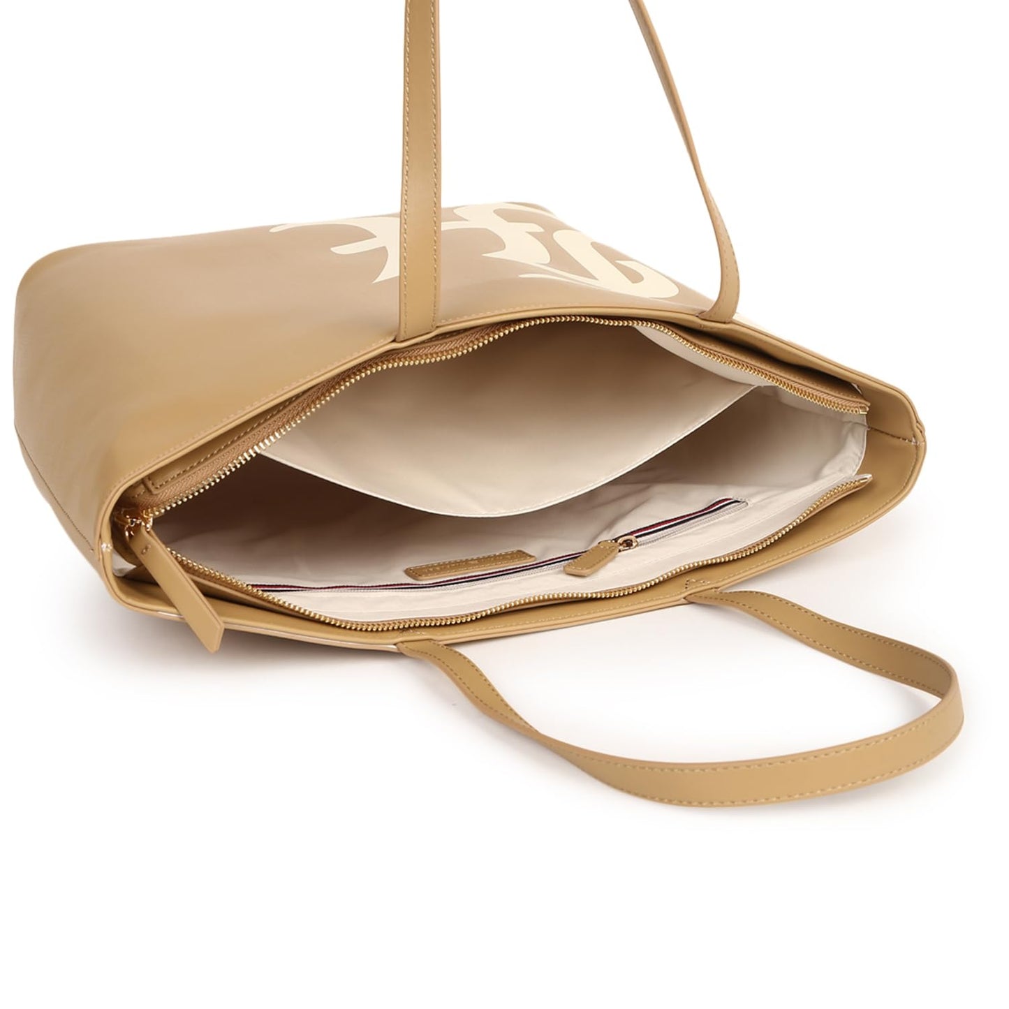 Tommy Hilfiger Women Khaki Printed Tote Bag