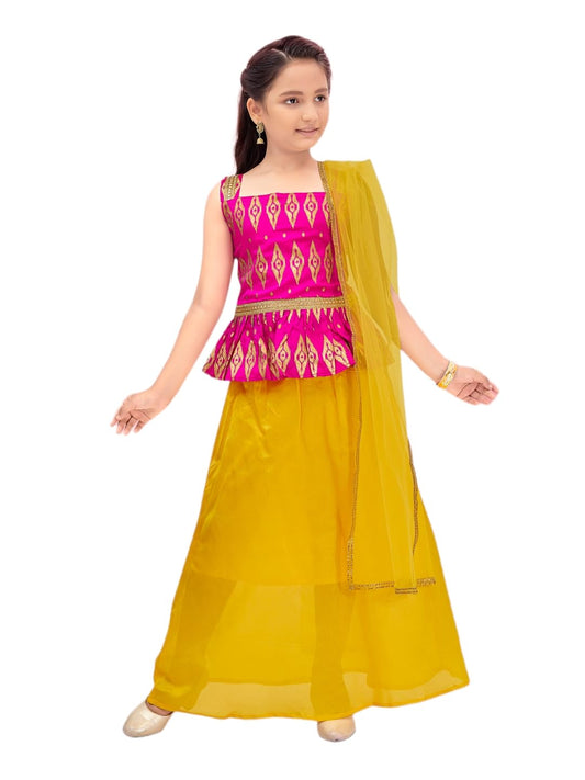 Aarika Girls Rani-Yellow Color Lehenga Choli Set (LCH-23208-RANI-YELLOW-32)