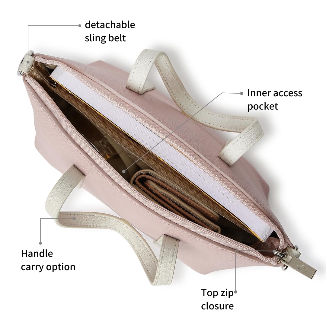 Fastrack Women Smooth Talker Sling Bag,Detachable Sling Belt,Handle Carry Option,Pebbled Faux Leather,Top Zip Closure & Inner Access Pockets,Versatile & Stylish Compact Bag,Pink