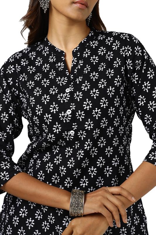 Soch Womens Black Cotton Abstract Print Tunic