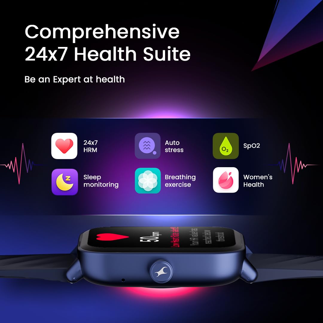 Fastrack Limitless Glide Smart Watch, Advanced UltraVU HD Display, SingleSync BT Calling, Advance Chipset, 85+ Sports Modes & Smartwatch Faces, AI Voice Assistant, 24 * 7 Health Suite, IP67 (Black)